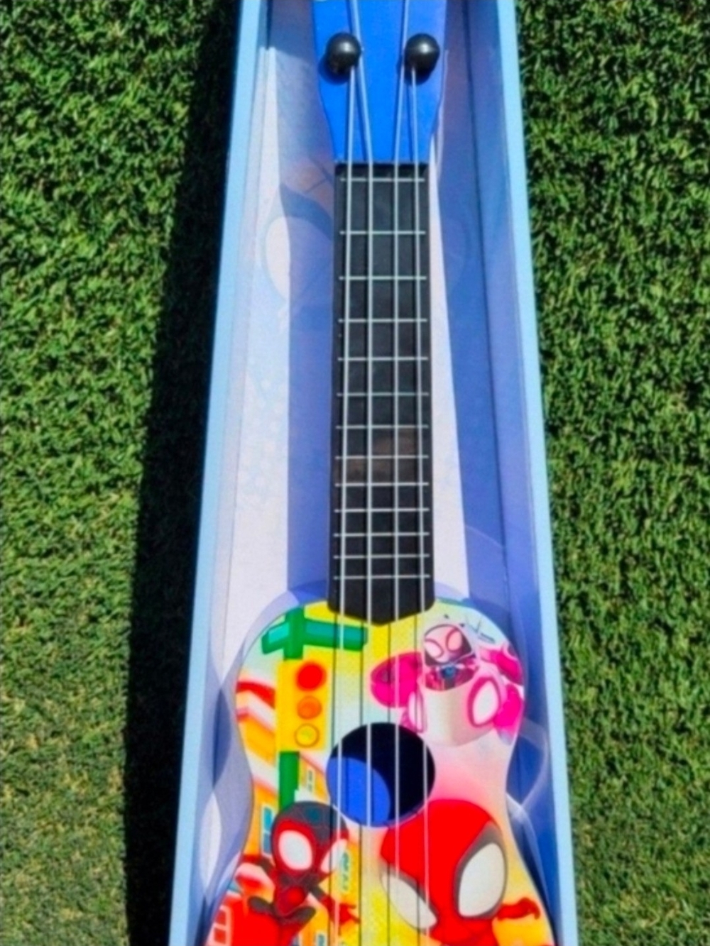 Kids Colorful Spider Graphic Toy Ukulele - Blue